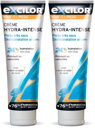 EXCILOR - Hydra-Intense - Crème Pieds Secs - Prévient l'apparition de callosités - Soin des pieds - 125 ml (Lot de 2)