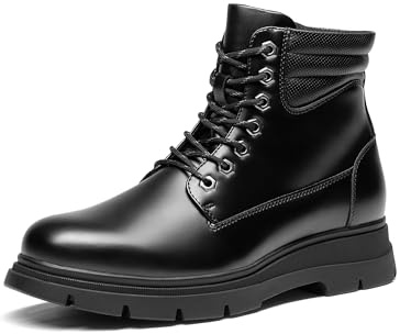 Bruno Marc Botas Moto Cordones Hombre Botas Chukka Vestir Invierno con Cremallera y Suela Antideslizante