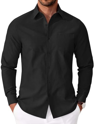 COOFANDY Men's Oxford Shirt Casual Button Down Shirts Long Sleeve Regular Fit Black Dress Shirts