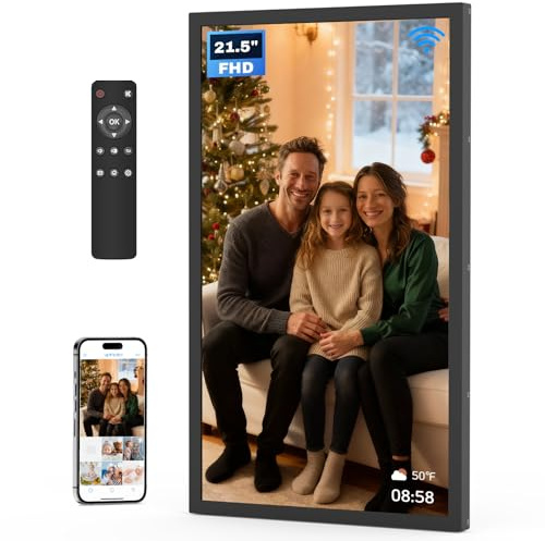 Arktronic 21.5 Inch Digital Picture Frame, 32 GB, Large Digital Picture Frame, 1920 x 1080 FHD IPS, WiFi Electronic Picture Frame with Remote Control, Wall Mounting, Share Photo/Video via Apps