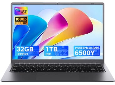 Zrasu 14” Flagship Laptop 2025 Computer, Office Lifetime, Student Business,6500Y CPU, 32GB RAM 1TB Storage