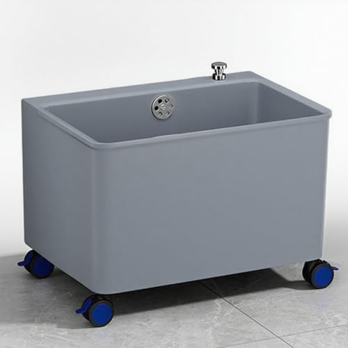 Mobile Commercial Mop Sink, Portable Utility Sink Laundry Tub With Drain Fitting, Large Capacity Multipurpose Mop Service Basin, Garage Washing Station Slop Sink