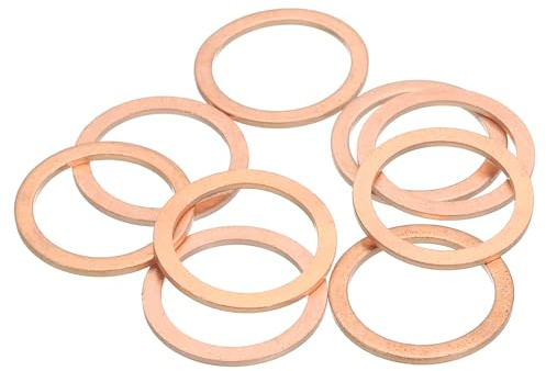 QUARKZMAN 9Pz Rondelle Piatte, M22 Rondelle Rame Guarnizioni Rame Kit Schiacciamento Assortimento, 22mm ID, 28mm OD, 1.5mm Spessore Per Bulloni Viti Riparazioni Meccaniche