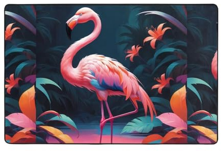 WZYWHJ Alfombra antideslizante con estampado de flamencos metálicos, 183 x 122 cm, para sala de estar, oficina, mesa de café, cama, balcón