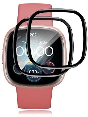 2 Stück für Panzerglas für Fitbit Versa 4/Fitbit Versa 3/Sense 2 Schutzfolie, 0.33mm 9H Anti Kratzer Schutzglas Folie, Hohe Empfindlichkeit Full Screen Displayschutzfolie, Blasenfreie Panzer Schutz