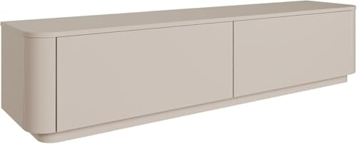 Selsey TV-Schrank 175 cm Hängendes TV-Board Mit Mattem Finish, Kaschmirfarbener Wohnwand Für Wohnzimmer, Mit MDF-Leisten, Stauraum Mit Klappen, Inkl. Sockel & Wandhalterungen, Made in Europe