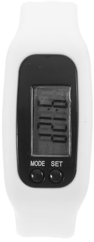 Abaodam Reloj Podómetro Blanco Monitor de Calorías y Pantalla Led, Pulsera Deportiva de Plástico y Silicona Personas Mayores