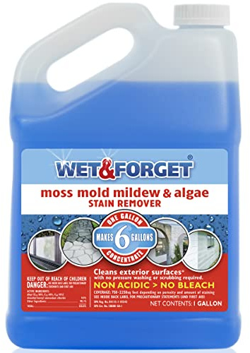 Wet & Forget Moss, Mold, Mildew, & Algae Stain Remover Multi-Surface Outdoor Cleaner Concentrate, Original, 128 Fluid Ounces