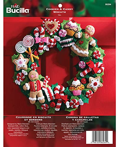 Bucilla Cookies & Candy Wreath Felt Applique Kit-15X15