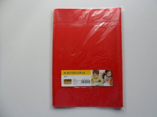 Idena 221182-10'er Pack Hefthüllen A5, transparent, rot