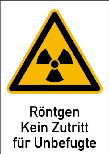 LEMAX® Warnschild Strahlenschutz Röntgen - Kein Zutritt für Unbefugte (WS 120) Alu geprägt 210x297mm