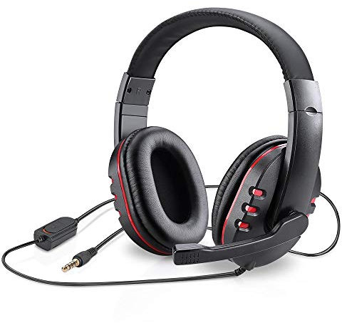 Picozon Gaming Headset Kopfhörer mit Mikrofon 3,5 mm Stecker für PS4, Nintendo Switch, Playstation Vita, Mac, Laptop, Tablet, Computer, Mobiltelefone