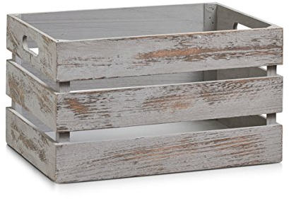 Zeller 15137 Cesto Contenitore Vintage Grau, Legno, Grigio, 35x25x20 cm