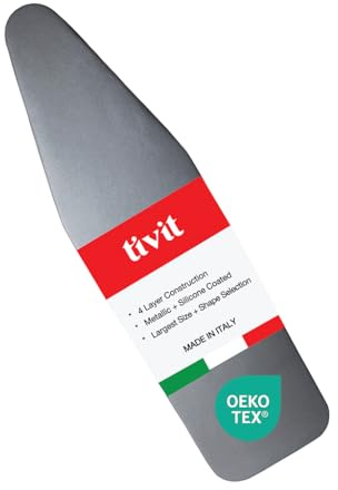 TIVIT Ironing Board Cover 18 x 50” – Made in Italy, Alumitek PRO Heat-Reflective, Thick 4-Layer Padding, Scorch & Stain Resistant