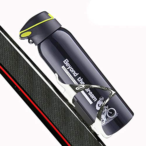 Samber Bike Water Bottle 500 ML 17 oz | Bicycle Bottle Warm-keeping Water Cup Sports Kettle, Mountain Riding Aluminum Thermos Cup for All Fitness and Cycling - Black