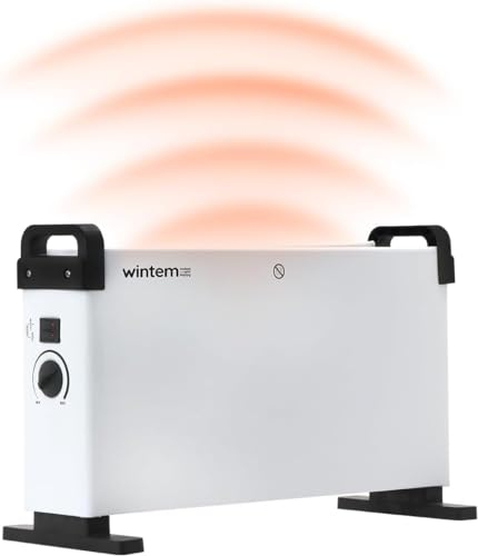 Termoconvettore Elettrico 2000W - 55x12x32 cm - Basso Consumo Caldobagno Stufetta - Piedini per Stabilità - 3 Impostazioni di Riscaldamento - Veloce e Silenzioso - Ideale per Ambienti Grandi