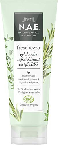 N.A.E. Gel Douche Corps - Certifié BIO - Extraîts de Romarin et de Feuille de Thym Bio - Rafraîchissant - Freschezza - 97% d' Ingrédients d'Origine Naturelle - Contenant de 200 ml