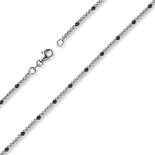 1,8mm Kette Collier Kugelkette 585 Gold Weißgold teil-schwarz-rhodiniert 42cm