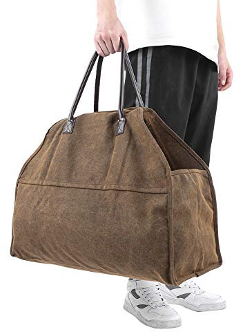 Atyhao Portalegna Porta Legna da ardere Tote Bag Organizer Portatile Porta Legna da ardere Portalegna, Accessori in Legno Accessori per caminetti per Esterno