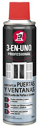 3 EN UNO Lubricante Puertas y Ventanas con Silicona Anticorrosión y larga duración 250 ml