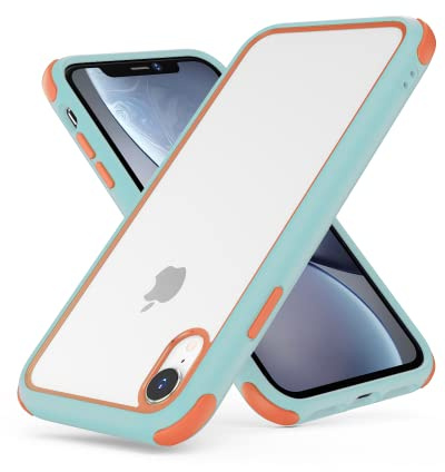 MobNano Ultra Hybrid Durchsichtig Hülle für iPhone XR Hülle Stoßfest Bumper Transparent Handyhülle Shockproof Fallschutz Silicone iPhone XR Case - Blau Orange