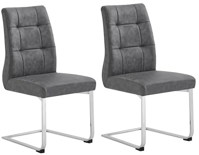 byLIVING 2er-Set Schwingstuhl Marlen XXL, Schwinger in Grau im Vintage Look