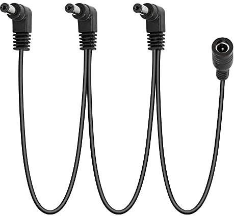GELRHONR Daisy Chain Stromkabel, 1 auf 3 Wege Daisy Chain Kabel Gitarren-Effektpedal Netzteil Splitterkabel, DC5521 9 V 2 A Splitterkabel mit rechtwinkligem Winkel-2.6Ft