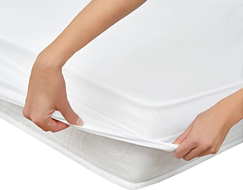 Matratzenschoner 200 x 200 cm wasserdicht, Anti-Milben Matratzenbezug, Atmungsaktive Matratzenauflage, Wasserundurchlässige Matratzenschutz-Hülle, Hygienischer Topper, wasserdichte Auflage