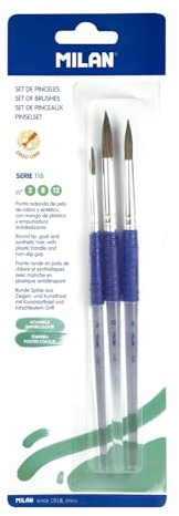 Blíster 3 Pinceles Redondos (Pelo de Cabra y sintético) Mango de plástico Ergo, Serie 116 nº 2, 8 y 12