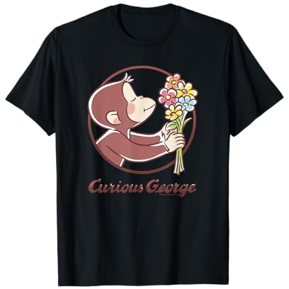 Curioso George Flower Bouquet Poster Maglietta