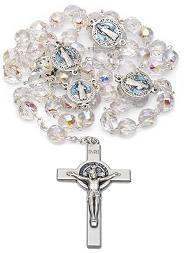 Mondo Cattolico - Rosario católico vaticano Tradicional de Cuentas Facetadas de Cinco Décadas con San Benito