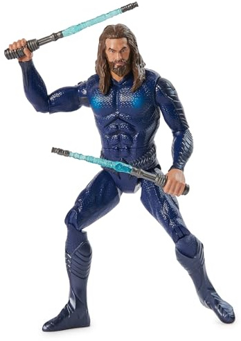 DC Comics, Double Strike Aquaman Action Figure, 30cm, Stealth Suit, Lights and Sounds, 11 Points of Articulation, Collectible Superhero Kids’ Toys for Boys