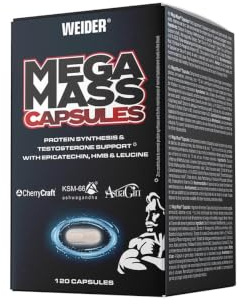 Weider Mega Mass Caps, 120 Kapseln | Synergetische Nährstoffkombination, Unterstützung Proteinsynthese und Muskelfunktion, Mit Zink und Vitamin D