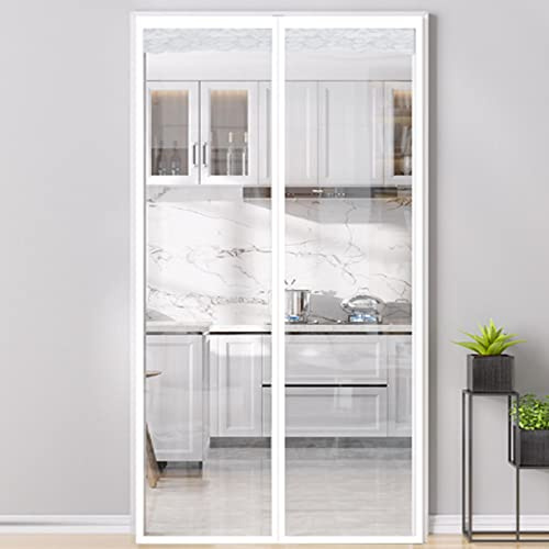 Rideau de Porte Magnétique à Isolation Thermique épaissir Transparent Pvc | Rideau de Porte Thermique Isolation Panneau Imperméable Rideau de Porte,Fermeture Automatique (120x220cm)