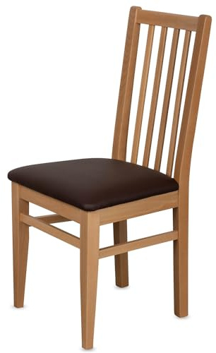 Esszimmerstühle 2er Set Sprossen Massivholz Buche, Natur-Braun CH07