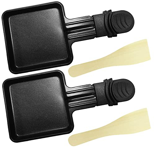 2pcs Cheese baking pan, 2pcs Kitchen Wooden shovel, non-stick coated baking pan, universal square baking pan, electric barbecue accessories, suitable for weekends and holiday parties