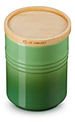 LE CREUSET Bote de almacenaje mediano de cerámica de gres con tapa de madera, Cerámica de gres, 540 ml, 10 cm, Bamboo, 60825544080099
