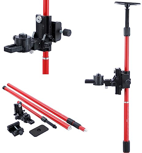 TOPWAY Laser Level Telescoping Pole 4M Extendable Aluminum Alloy Floor to Ceiling Laser Rod with Holder and Nylon Bag, for Rotary Cross Line Lasers Fast and Flexible Positioning