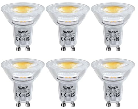 WSMCN GU10 LED Warmweiß Lampe, 3.5W Ersetzt 50W Halogen Leuchtmittel, 3000K 385lm Reflektorlampe, AC 230V Flimmerfrei Strahler, 38° LED Spot und 360°Abstrahlwinkel Birnen, Nicht Dimmbar, 6 Stücke