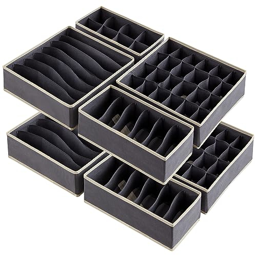 Lifewit Set di 8 Divisori per Cassetti Intima, Organizer Armadio, Separatori Pieghevoli in Tessuto per Cassetti e Scatole per Conservare Lingerie, Reggiseni, Mutande, Grigio