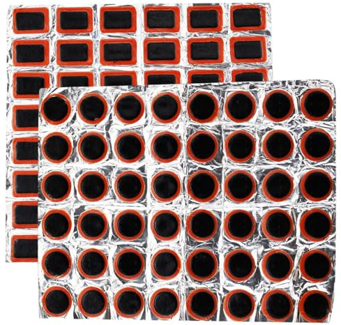 96 Stück quadratischer Flicken + runder Flicken für Fahrradschlauch, Gummi-Flicken, Fahrradreifen, Reparatur-Set für Rennräder, Mountainbikes, Motorräder