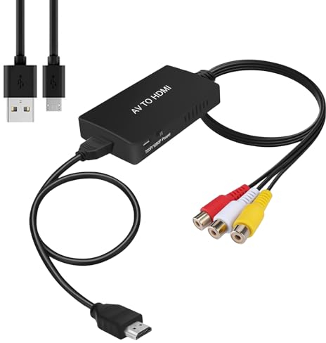 Nizirioo Cavo convertitore a HDMI AV a HDMI Video Convertitore Adattatore 1080P Composite CVBS AV a HDMI Convertitore PAL/NTSC Compatibile con PSone/PS2/PS3/STB/Xbox/VHS/VCR/Blue-Ray DVD