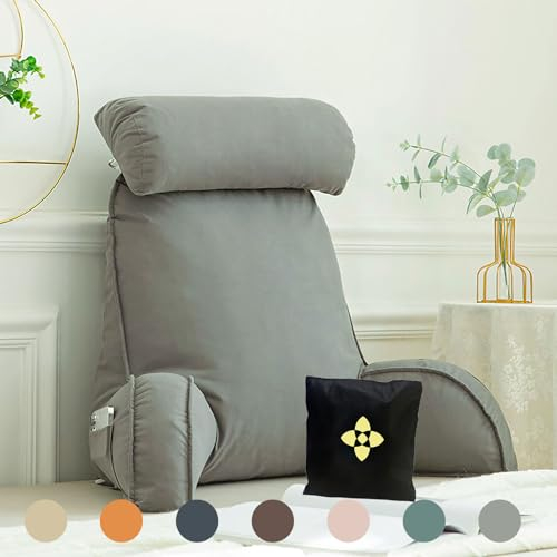 Lesekissen, Rückenkissen Bett, Bettsessel Rückenlehnenkissen, Rückenstütze, Bettkissen Rückenlehne, Bettsitzkissen mit Armlehne, Kissen Bett Rückenlehne, Rückenkissen mit Armlehnen 75cm×40cm×50cm