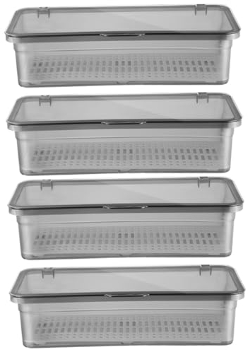 DEARMAMY 4 Pièces boîte de rangement de couverts plateau à ustensiles avec couvercle titulaire porte-ustensiles de cuisine porte-cuillère organisateur de couverts de ménage porte-couverts