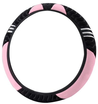 JNNJ Anti Rutsch Lenkradabdeckung, Auto Lenkradhülle, Winter Warm Lenkradschoner, Lenkradbezug Winter, Plüsch Lenkradbezug, Universal Fahrzeug Innenraum(Rosa)