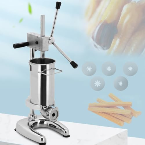 Manueller Churro-Maker, Churros-Füller-Maker-Maschine, kommerzielle 2-Liter-manuelle spanische Donut-Churro-Maker-Maschine, 5 Arten von Formen, ideal für Restaurants und Bäckereien