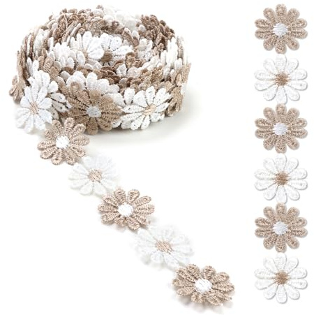 5 Yard 25mm Blumen Spitzenband Stickerei Dekoband zum Nähen Basteln