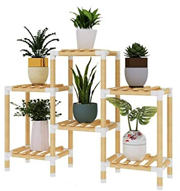 pflanzenständerBlumenregal, Pflanzenständer, mehrere Holzregale, Bonsai-Ausstellungsregal, für drinnen und draußen, Hof, Garten, Terrasse, Balkon, multifunktional