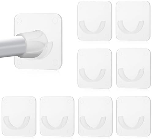 RAMGLYO 8 piezas Soporte de barra de cortina Soporte de barra de cortina de ducha autoadhesivo Soporte de cortina de ducha Sin taladrar