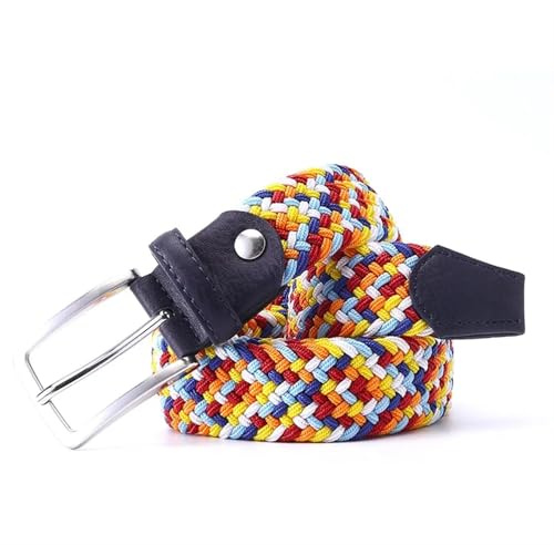 AMENGJ Flechtgürtel Damen Männer Frauen Casual gestrickte elastische Gürtel Dornschließe gemischte Farbe Gurtband gewebt Canvas geflochten Stretch-Gürtel(100cm,Style J)